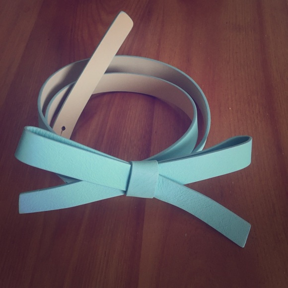 kate spade Accessories - Kate Spade leather Bow belt. Baby/Robins egg blue.